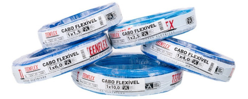 Fio Elétrico Flexível 6mm Rolo Com 100 Metros. Cor da cobertura Azul