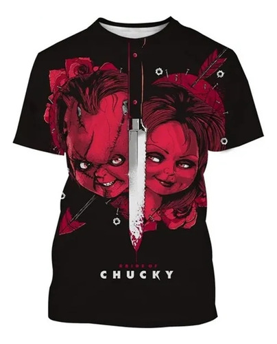 Camiseta Masculina Y Femenina Impresa En 3d Bride Of Chucky