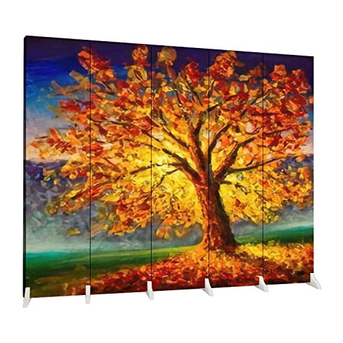 Biombo Original Pintura Al Óleo Árbol De Otoño