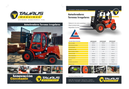 Imagen 6 de 6 de Autoelevadores Taurus Terrenos Irregulares - 2,5; 3; 3,5 Tn