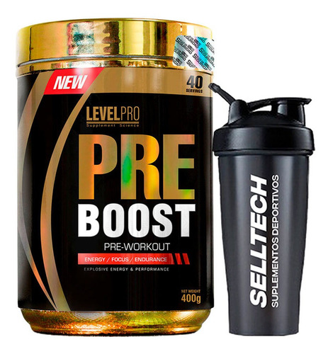 Level Pro Pre- Entreno Pre Boost 400gr Blueberry + Shaker