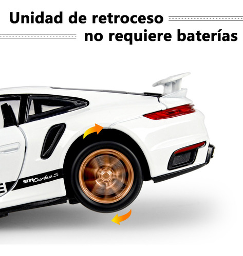 Coleccion De Escala Coche Juguete Porsche 911 Con Luz 1:32 Color Blanco