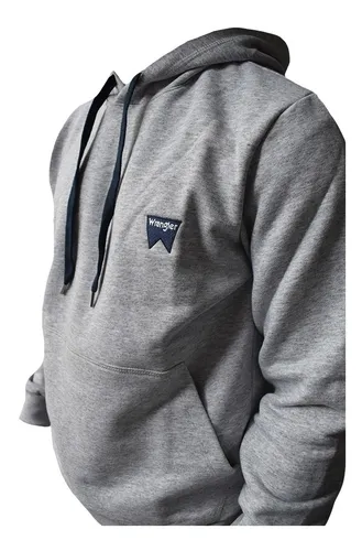 Buzo Hombre Wrangler Hoodie Logo Rustico Gris Me