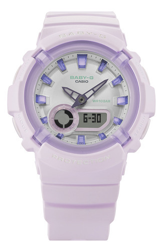 Reloj Casio Mujer Baby-g Bga-280sw-6adr /relojeria Violeta Color De La Correa Lila Color Del Bisel Lila Color Del Fondo Plateado