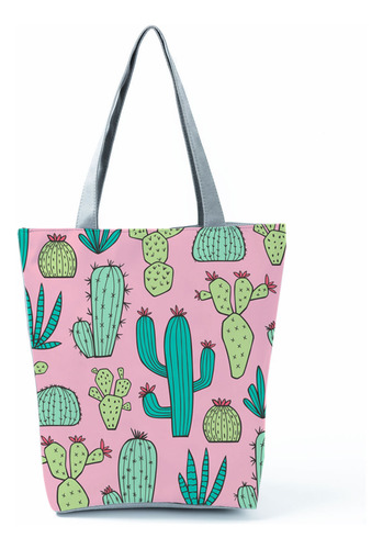 Cactus Printed Shoulder Bag Large Capacity Tote For Students