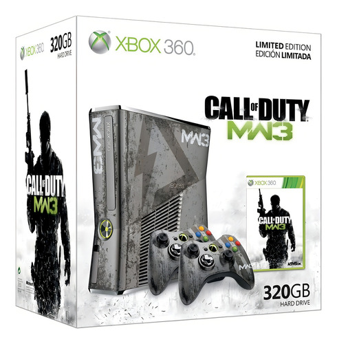Microsoft Xbox 360 Slim 320GB Limited Edition Call of Duty: Modern Warfare 3 Bundle color matte gray, dark gray y white