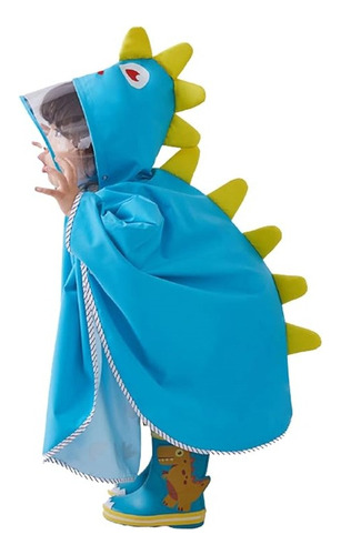 Capa Impermeable Niños Dinosaurio Azul