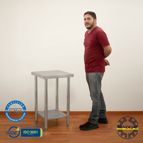 Mesa En Isla Acero Inox 60x60x85 (mindejal) Color Gris