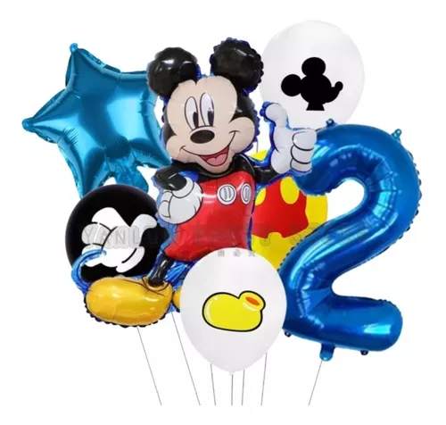 Curucu Set Globos Cumpleaños Mickey Mouse 2 Años Decoración