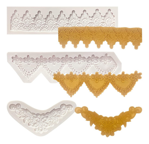 ~? Encaje Fondant Mold Set De 3, Edible Lace Border Cake Dec