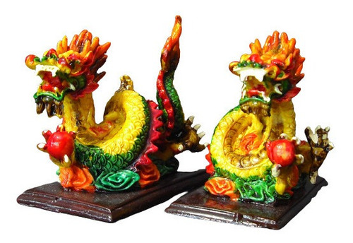 Pareja De Dragones Chinos Feng Shui Protecion Buena Fortuna