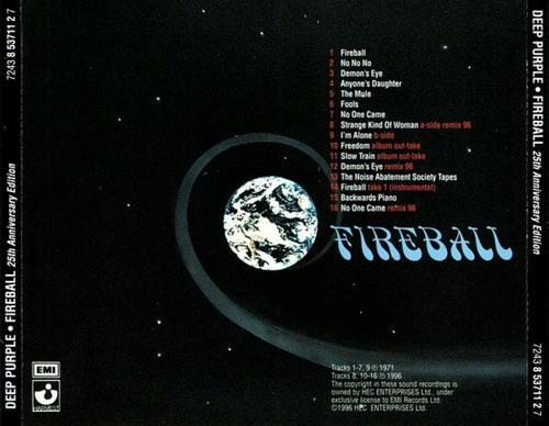 Deep Purple Cd: Fireball 25th Anniversary Edition ( U. E. ) Estándar