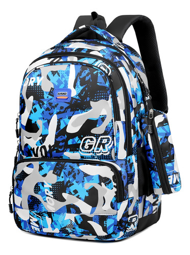 Mochila Escolar Sanmu Wngting Color Azul Diseño Lisa 24l
