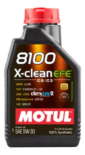 Aceite Motul 8100 X-clean Efe Dexos 2 5w30 X 1 L Gm Fiat Bmw