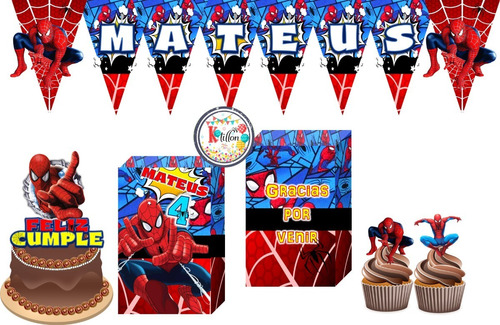 Pack Cotillón Decoración Cumpleaños Spiderman- Kotillonk