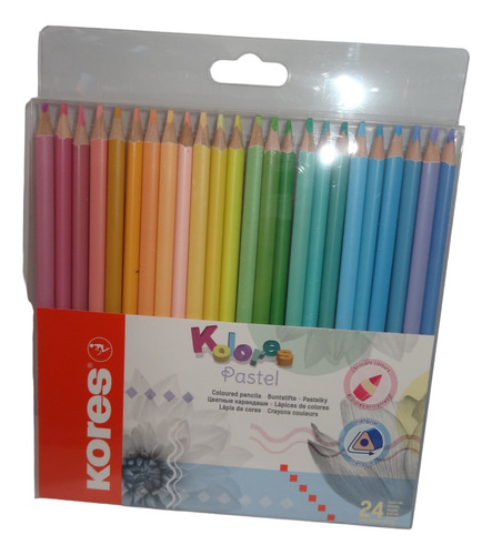 Creyones De Madera Triangulares Kores Pastel ( 24 Colores )