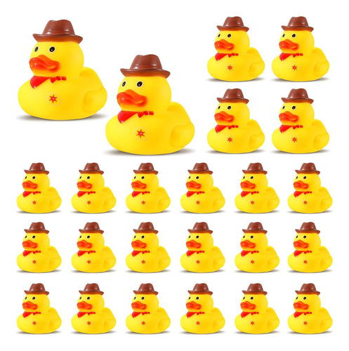 Juego De 24 Patos De Goma De Vaquero Con Sombrero Patitos De