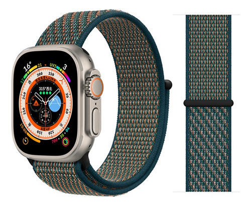 Pulseira Nylon Loop Sport Para Apple Watch Ultra 49mm Cor Verde Noturno Largura Da Pulseira 49 Mm