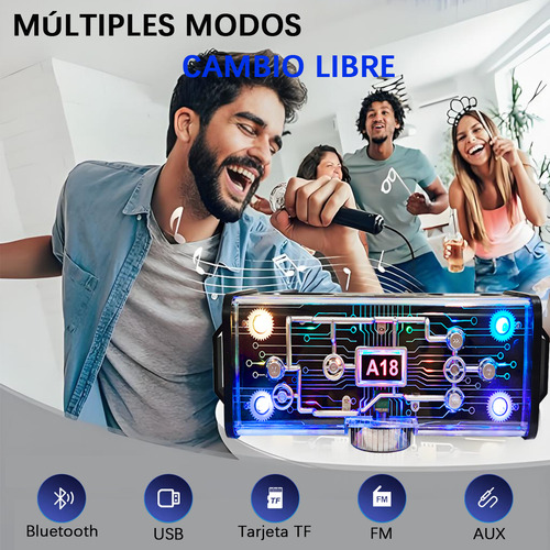 Bocina Bluetooth Portátil Altavoz Subwoofer Speaker Negras Con Rgb Led Altavoces Para Computadora Con Auxilia Tf Usb
