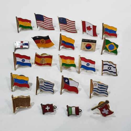 Imagen 1 de 10 de Antiguos Pines Banderas Del Mundo Colección Lote Mag 59845