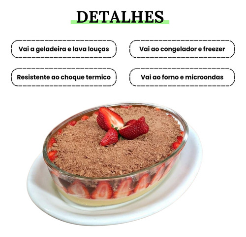Kit Com 2 Travessas Forma Assadeira De Vidro Oval 1,6l 26cm