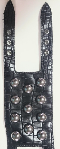 Pulseiras Braceletes De Couro Preto Duas Tiras