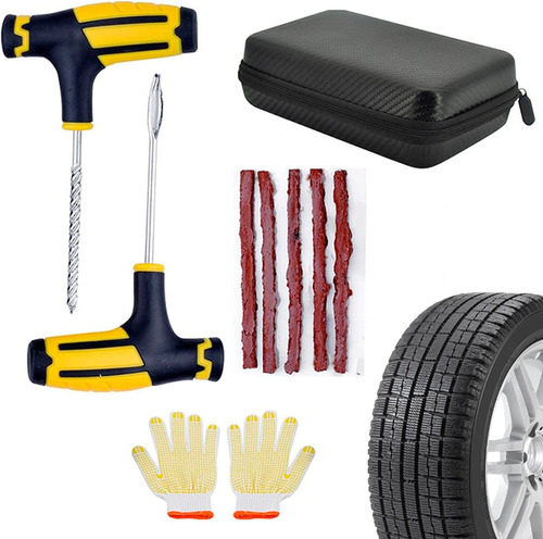 Kit Reparador Furo Pneus Macarrão Carro Moto Bike Com Estojo