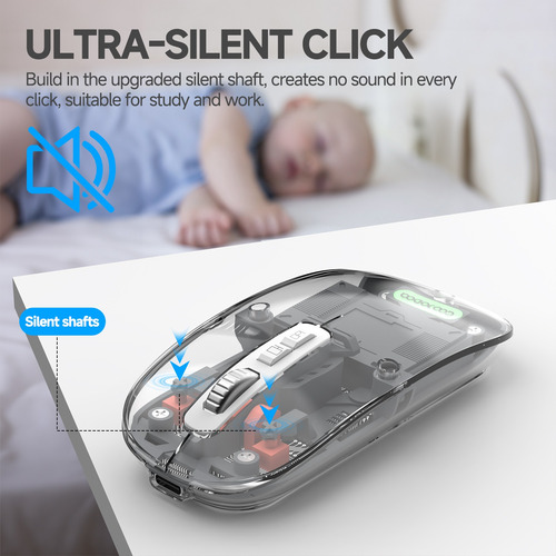 Mouse Wireless Recarregável Led Rgb Transparente