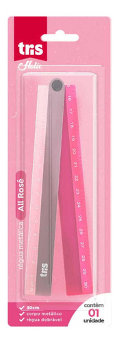 Régua Metálica Dobrável Holic All Rose 30cm Tris Cor Rosa