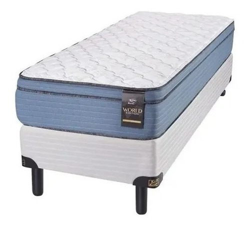 Sommier King Koil Caress Una Plaza 80x190 + 1 Almohada Color Azul Y Blanco