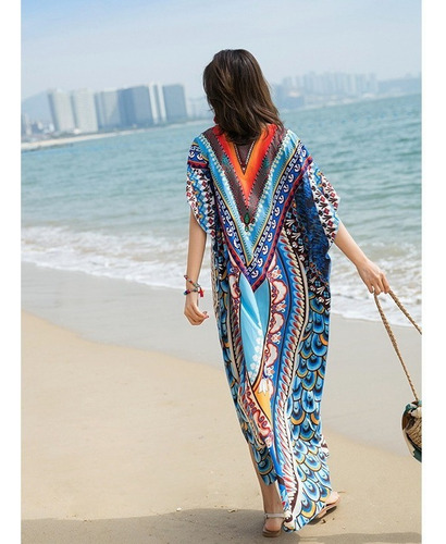 Vestido De Playa Tipo Túnica Para Mujer Con Bata Turca