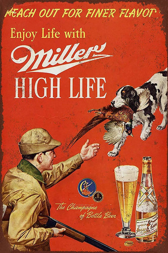 Nuevo Cartel De Hojalata 1958 Miller Beer And Pheasant ...