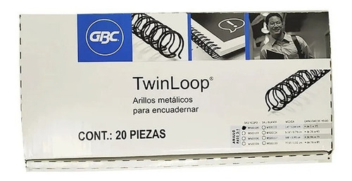 Arillo Metalico Acco Twin Loop M500103 20 Piezas Negro 5/16