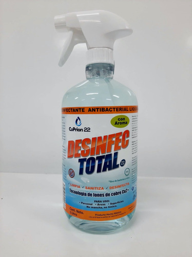 Desinfectante Liquido 1 Lt Base De Iones De Cobre