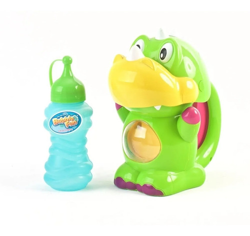 Imagen 2 de 2 de Burbujero Bubble Fun Dinosaurio Lanza Burbujas Frontal Edu Color Verde