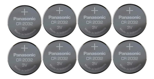 Pack De 8 De   -panasonic Cr2032 3 V Bateria De Litio 