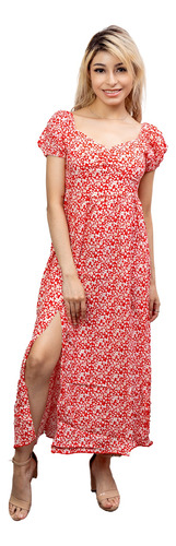 Vestido De Dama Diseño Floral Ditsy Mangas Con Fruncido 