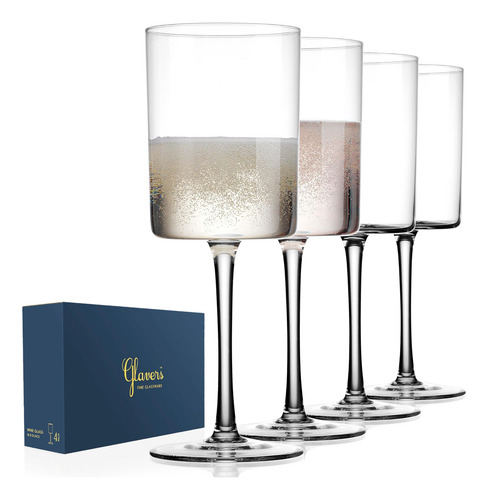 Juego De 4 Copas De Vino Cuadradas, Copas De Vino Modernas C