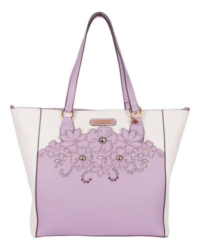 Bolsa Tote Nicole Lee Con Corte Laser Y Bordado Ss22 Color Lila