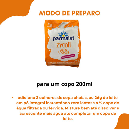 Leite Em Pó Integral Zymil Parmalat Zero Lactose 300g