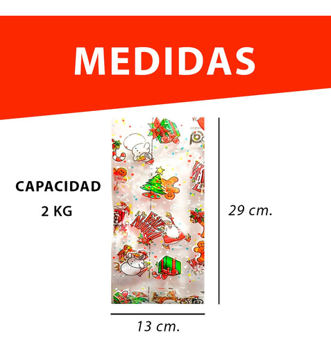 Bolsas Para Dulces Navidad Aguinaldos 100 Piezas