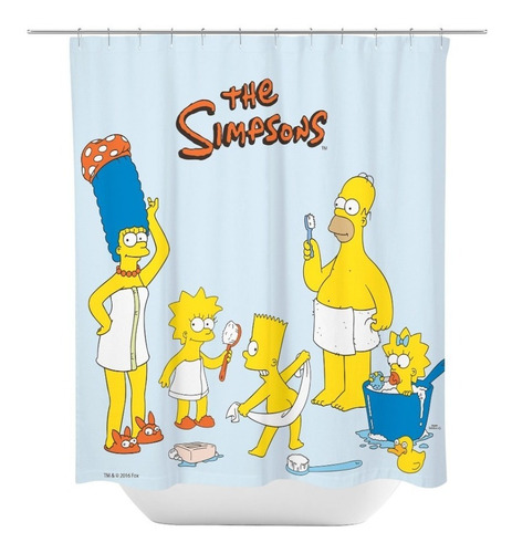 Imagen 1 de 3 de Cortina De Baño Los Simpson Tela Impermeable