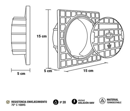 Caja Inspeccion Jabalina Pvc Reforzado Tapa Negra 15x15 Cm