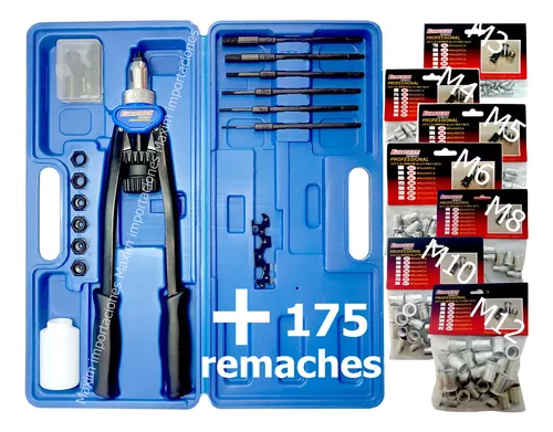 Remachadora Rosca Tuerca + Remaches M3 A M12 Full - Eurotech