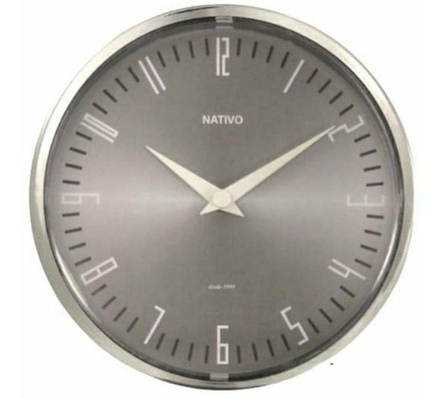 Imagem 1 de 6 de Relógio Parede  Metalizado Silencioso  Moderno Cor Prateado