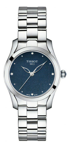 Reloj Mujer Tissot T-wave Ii Acero Carátula Azul 4 Diamantes