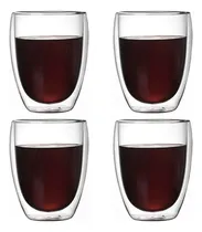 Comprar Pocillo Taza Café 350 Ml Doble Pared Vidrio Borosilicato X4