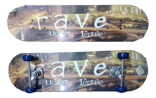 Patineta Rave Urban Reptile De Madera  70cm X 20cm. Nuevas