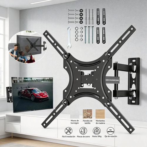 Soporte de Pared Articulado para TV de 14" a 55" GECHUNRONG con Inclinación y Giro