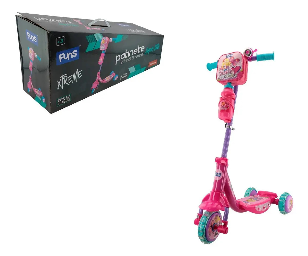 Patinete Infantil Com Garrafinha E Bolsa - Rosa